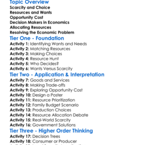 Basic Economic Problem Worksheet Activity Booklet