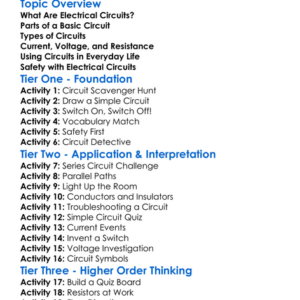 Basic Electrical Circuits Worksheet Activity Booklet