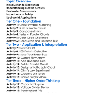 Basic Electronics And Circuitry Worksheet Activity Booklet