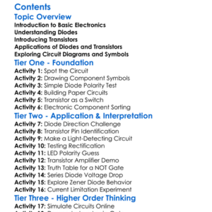Basic Electronics Diodes And Transistors Worksheet Activity Booklet