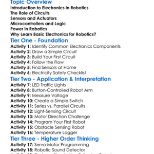 Basic Electronics In Robotics Worksheet Activity Booklet