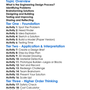 Basic Engineering Design Process Worksheet Activity Booklet