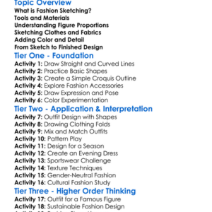 Basic Fashion Sketching Worksheet Activity Booklet