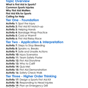 Basic First Aid In Sports Worksheet Activity Booklet