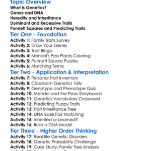 Basic Genetics And Inheritance Worksheet Activity Booklet