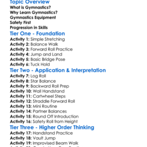 Basic Gymnastics Skills Worksheet Activity Booklet