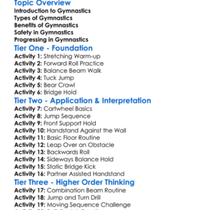 Basic Gymnastics Worksheet Activity Booklet