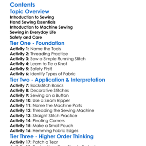 Basic Hand And Machine Sewing Skills Worksheet Activity Booklet