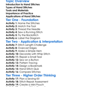 Basic Hand Stitches Worksheet Activity Booklet