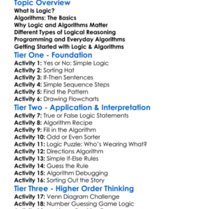 Basic Logic And Algorithms Worksheet Activity Booklet