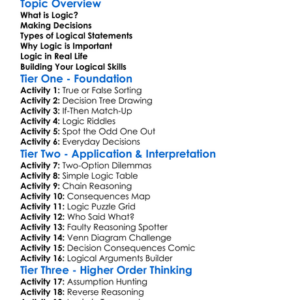 Basic Logic And Decision Making Worksheet Activity Booklet
