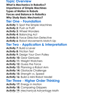 Basic Mechanics In Robotics Worksheet Activity Booklet