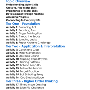 Basic Motor Skills Worksheet Activity Booklet