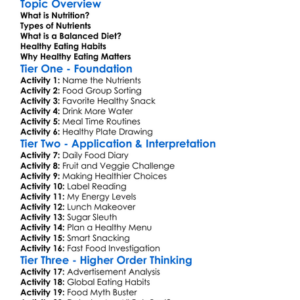Basic Nutrition And Healthy Eating Worksheet Activity Booklet