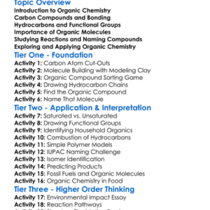 Basic Organic Chemistry Worksheet Activity Booklet
