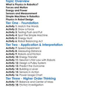 Basic Physics For Robotics Worksheet Activity Booklet
