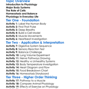 Basic Physiology Worksheet Activity Booklet