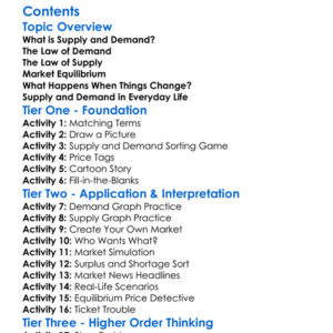 Basic Principles Of Supply And Demand Worksheet Activity Booklet
