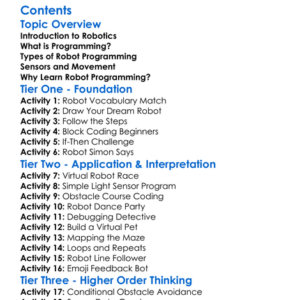 Basic Programming And Coding For Robots Worksheet Activity Booklet