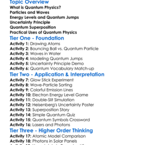 Basic Quantum Concepts Worksheet Activity Booklet