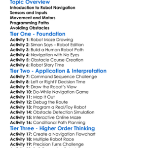 Basic Robot Navigation Worksheet Activity Booklet