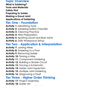 Basic Soldering Skills Worksheet Activity Booklet