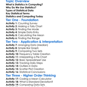 Basic Statistics In Computing Worksheet Activity Booklet