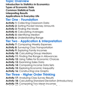 Basic Statistics In Economics Worksheet Activity Booklet
