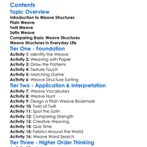 Basic Weave Structures Plain Twill Satin Worksheet Activity Booklet