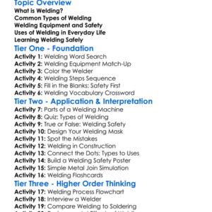 Basic Welding Concepts Worksheet Activity Booklet