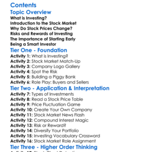 Basics Of Investing And The Stock Market Worksheet Activity Booklet