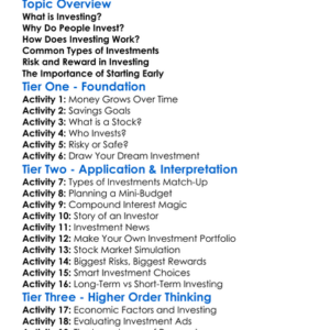 Basics Of Investing Worksheet Activity Booklet