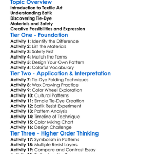 Batik And Tie-Dye Techniques Worksheet Activity Booklet