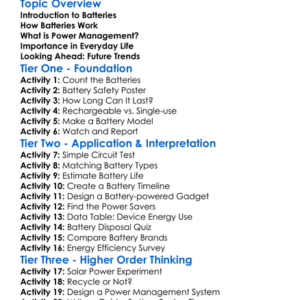 Batteries And Power Management Worksheet Activity Booklet