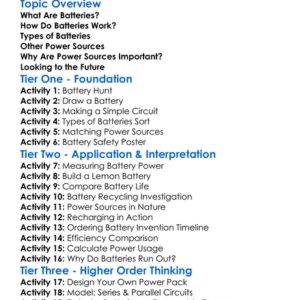 Batteries And Power Sources Worksheet Activity Booklet