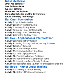 Batteries Worksheet Activity Booklet