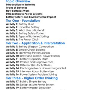 Battery And Power Systems Worksheet Activity Booklet