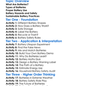 Battery Management And Safety Worksheet Activity Booklet