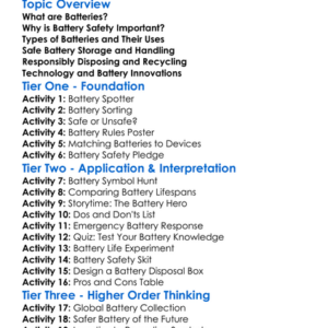 Battery Safety And Management Worksheet Activity Booklet