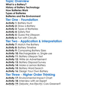 Battery Technology Worksheet Activity Booklet