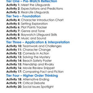 Baywatch 2017 Worksheet Activity Booklet
