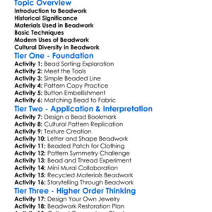 Beadwork On Textiles Worksheet Activity Booklet