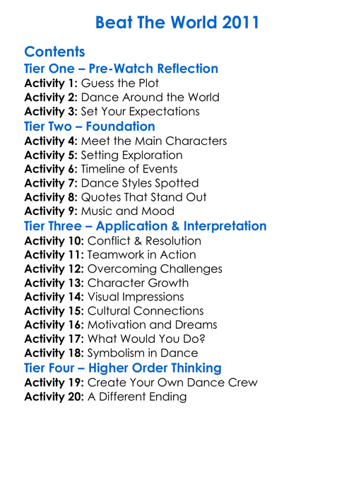Beat The World 2011 Worksheet Activity Booklet