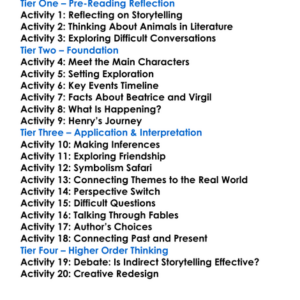 Beatrice And Virgil Yann Martel Worksheet Activity Booklet