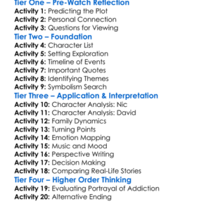 Beautiful Boy 2018 Worksheet Activity Booklet