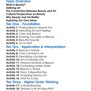 Beauty And Art Worksheet Activity Booklet