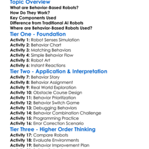 Behavior-Based Robotics Worksheet Activity Booklet