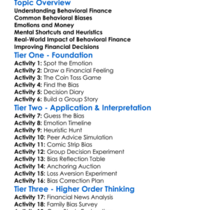 Behavioral Finance Concepts Worksheet Activity Booklet