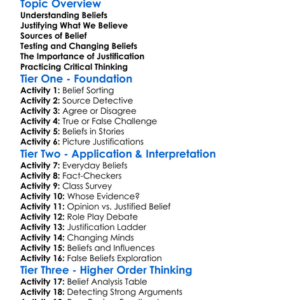 Belief And Justification Worksheet Activity Booklet