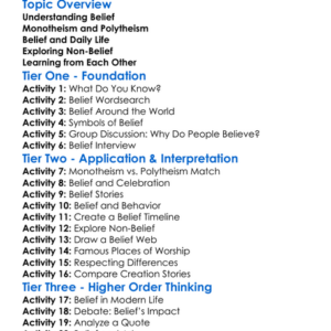 Belief In God Or Gods Worksheet Activity Booklet